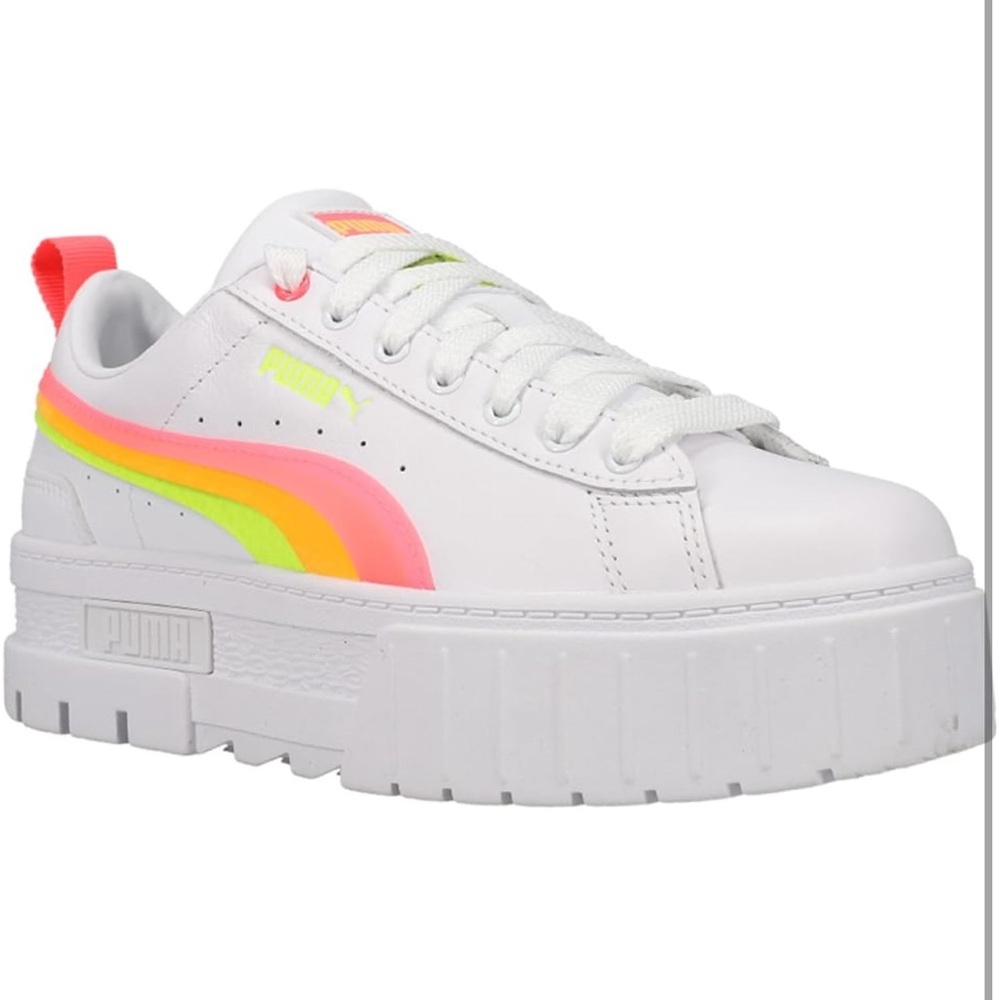 Beautiful Puma Womens Mayze Summer Squeeze Platform Sneakers Neon Stripes sz 7